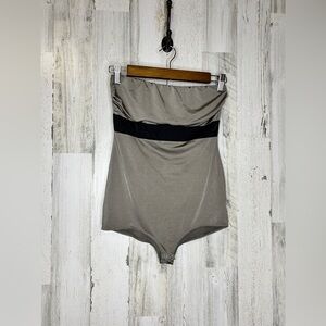 Twenty One Women's Strapless Bodysuit Gray Black Size Small